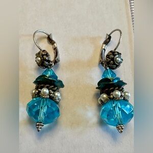 Elegant Blue Beaded Drop Earrings